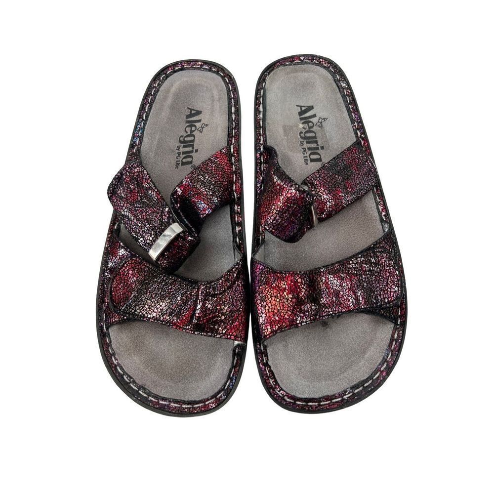Alegria Karmen Metallic Leather Mosaic Wedge Sandals Kar-235 Womens 7